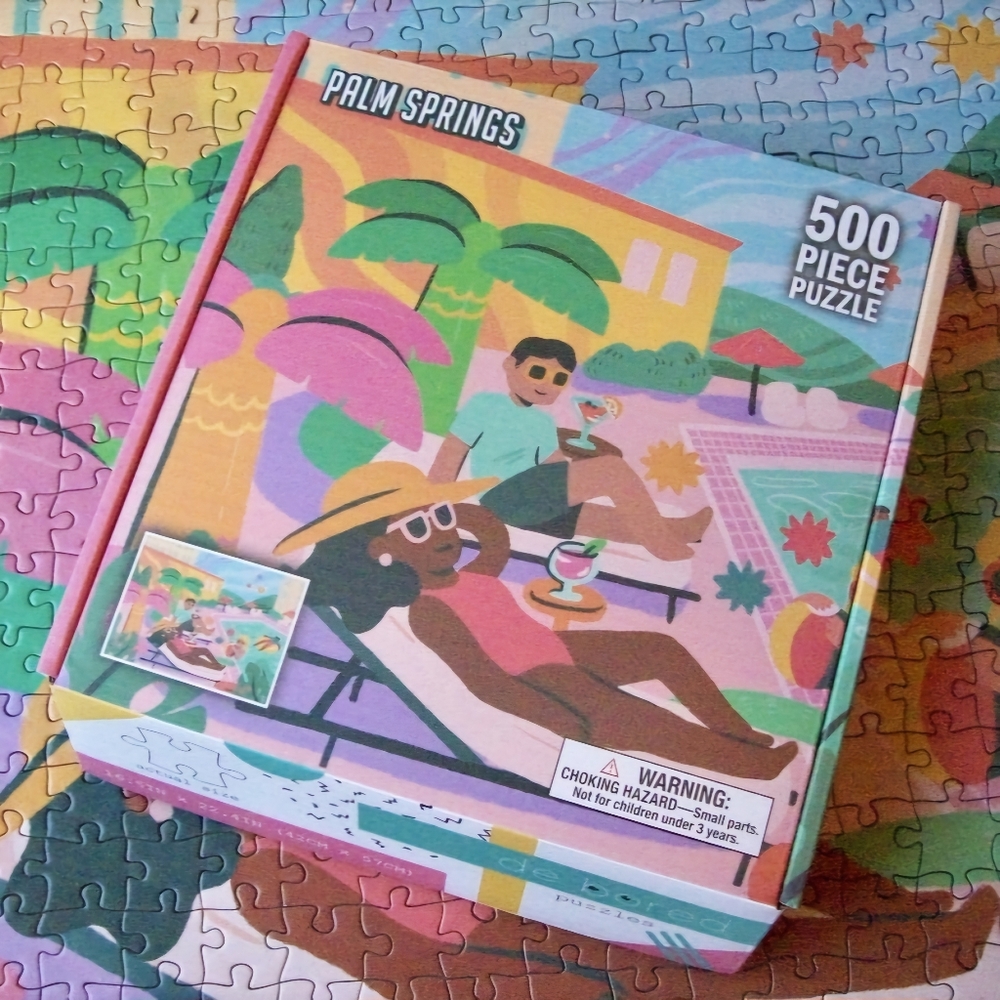 NEW Palm Springs Puzzle 500 Pieces Debored Puzzles Art Deco Kess Co Poolside